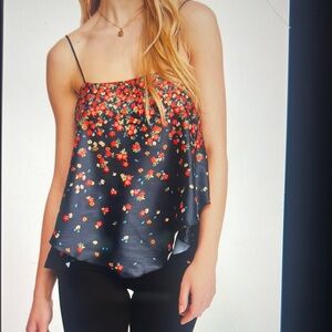 Free People Let Me Love Black Floral Cami Top 165.